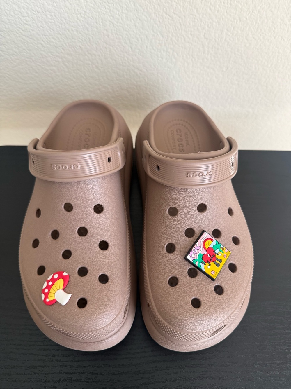 CROCS Classic Clog in Taupe with Colorful Jibbitz
